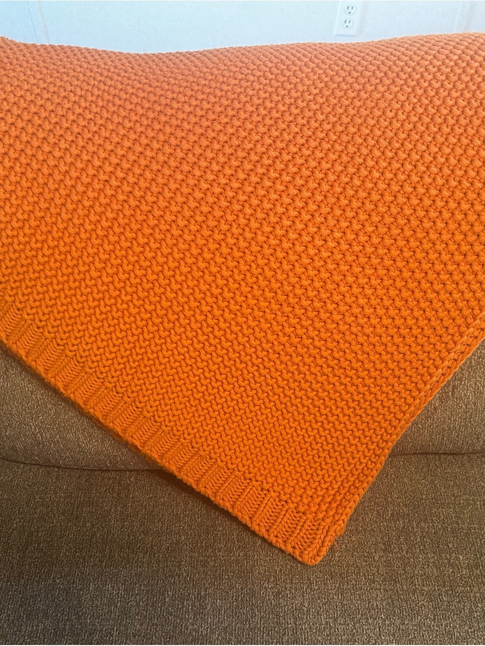 Vibrant Fall Orange Knit Throw Blanket 51x63